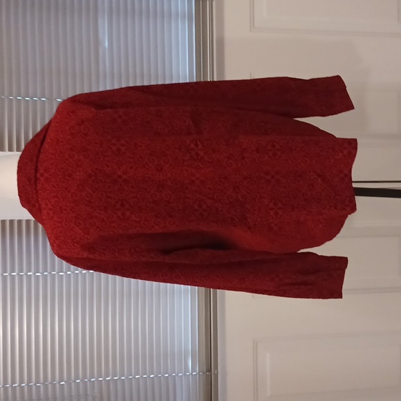 4/$60 Red Velour Flocked Blouse - Size XL - Picture 4 of 7